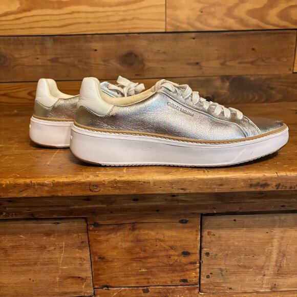 Ladies Cole Haan Silver Lace-Ups 8.5 - Picture 3 of 10